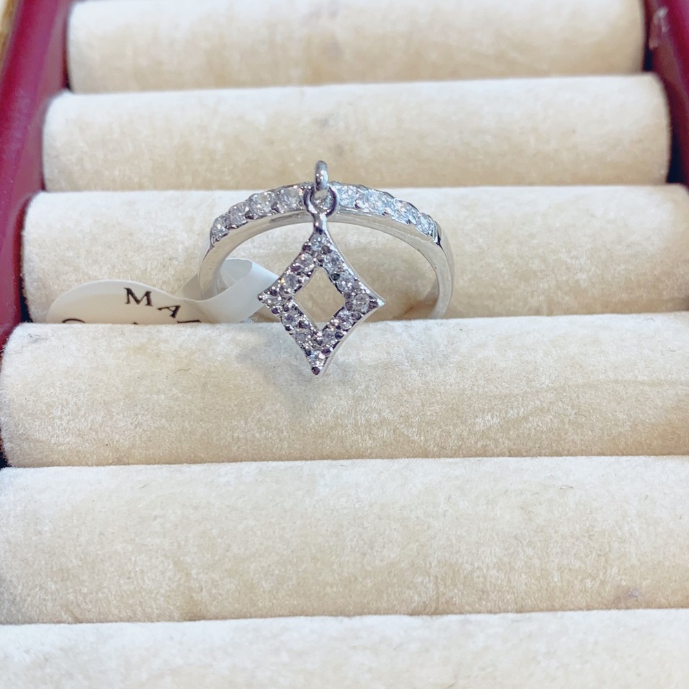 Sterling Silver Half Eternity Ring with Charm